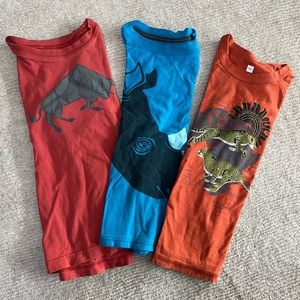 Tea Collection Lot of 3 Cotton Shirts Rhino Cheetah Bull Sz 6-7